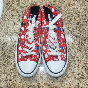 These Gorgeous pair of Hello Kitty converse size 6.5w red and white pattern.